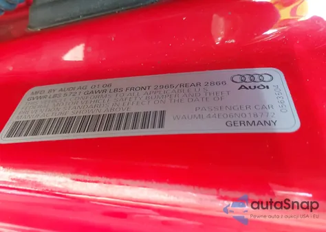 2006 Audi A8 L 4.2 из США, поврежденный, VIN WAUML44E06N018772